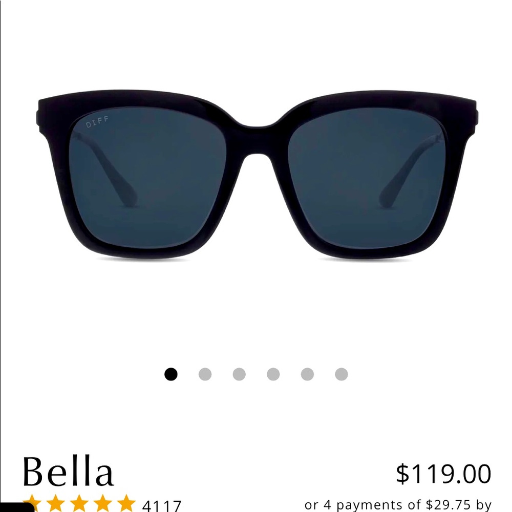 Diff Eyewear Bella Black Grey Polarized Sunglasse… - image 1